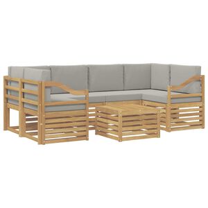 vidaXL Udend&oslash;rs sofagruppe med pude 7 pcs Hvid og lysegr&aring; Polyester