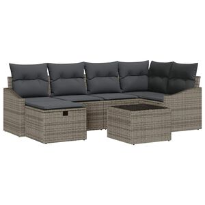 vidaXL Sofa S&aelig;t med pude 7 pcs polyrattan
