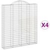 vidaXL buede gabionkurve 4 stk. 200x30x220/240 cm galvaniseret jern