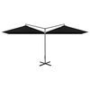 vidaXL dobbelt parasol 600x300 cm st&aring;lstang sort