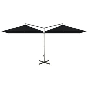 vidaXL dobbelt parasol 600x300 cm st&aring;lstang sort