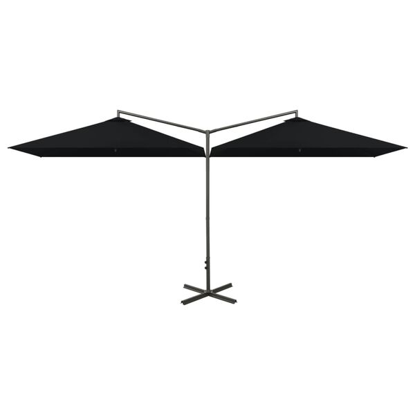 vidaXL dobbelt parasol 600x300 cm st&aring;lstang sort