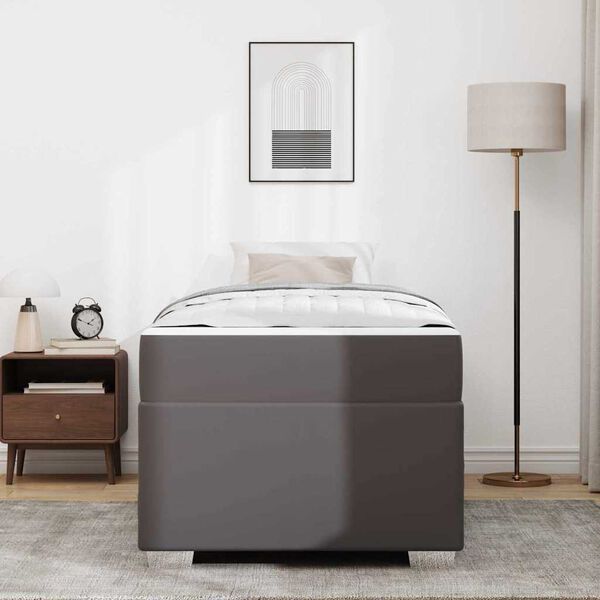 vidaXL Sengestel med madras Gr&aring; 90 x 190 cm Stof