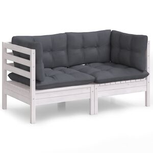 vidaXL 2-personers havesofa med antracitgr&aring; hynder massivt fyrretr&aelig;