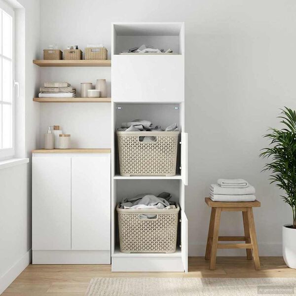 vidaXL Vaskeskab med d&oslash;r Sort eg 50 x 68 x 162 cm Konstrueret tr&aelig;