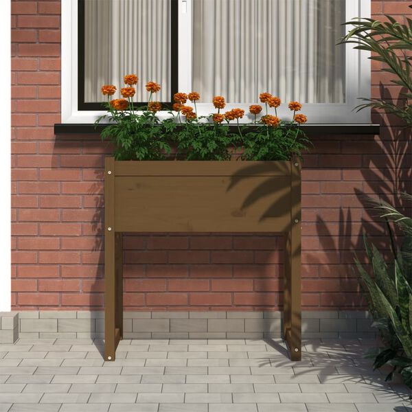 vidaXL plantekasse 78x40x81 cm massivt fyrretr&aelig; gyldenbrun