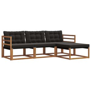 vidaXL Udend&oslash;rs sofagruppe med pude 4 pcs Naturlig og sort