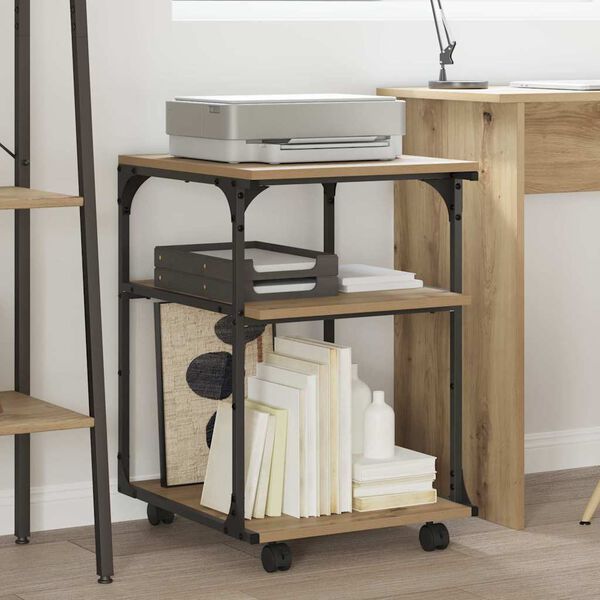 vidaXL Printerstand Artisan Egetr&aelig; 43 x 48 x 64 cm Konstrueret tr&aelig;