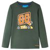 Lang&aelig;rmet T-shirt til b&oslash;rn str. 104 cm m&oslash;rkegr&oslash;n