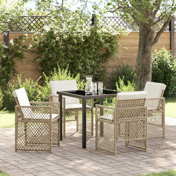 vidaXL Have Spisebordss&aelig;t 5 pcs Beige polyrattan