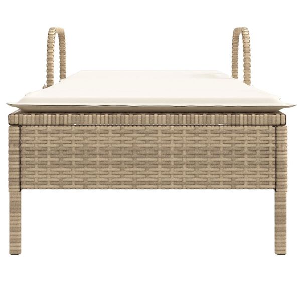 vidaXL liggestol med hjul og hynde polyrattan beige