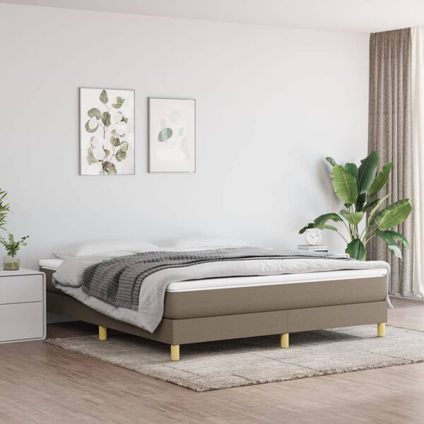 vidaXL Boxspring sengeramme 160x200 cm stof gråbrun