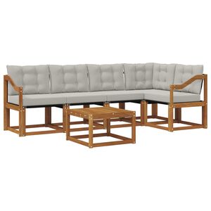 vidaXL Udend&oslash;rs sofagruppe med pude 6 pcs Naturlig og Lys Gr&aring;