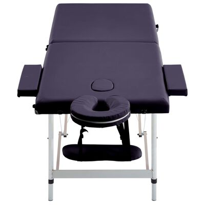 vidaXL sammenfoldeligt massagebord med træstel 2 zoner lilla