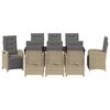 vidaXL Have Spisebordss&aelig;t med pude 9 pcs Beige polyrattan