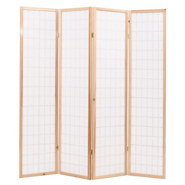 vidaXL foldbar 4-panels rumdeler japansk stil 160 x 170 cm naturfarvet