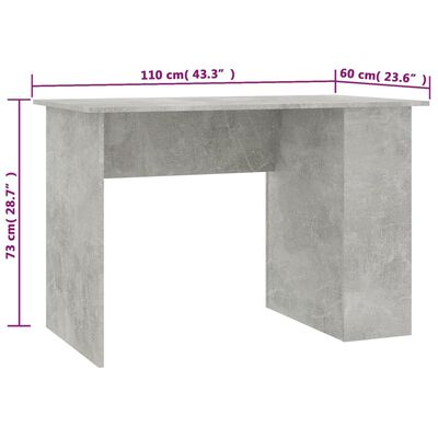 vidaXL skrivebord 110x60x73 cm konstrueret træ betongrå