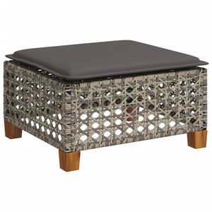 vidaXL haveskammel med hynde 63,5x56x32 cm polyrattan gr&aring;