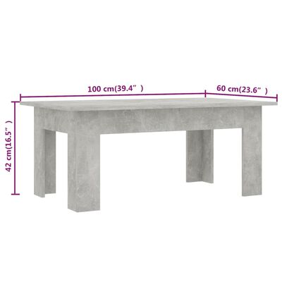 vidaXL sofabord 100x60x42 cm konstrueret træ betongrå
