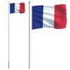vidaXL Frankrig flag og flagstang 6,08 m aluminium
