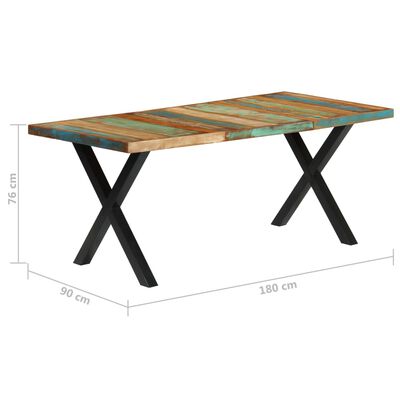 vidaXL spisebord 180 x 90 x 76 cm massivt genanvendt træ