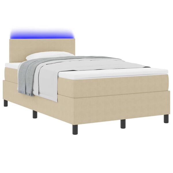 vidaXL LED Box Spring Bed Lys Gr&aring; og Hvid 120 x 190 cm Velourstof