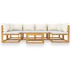 vidaXL loungesæt til haven 7 dele med hynde massivt akacietræ creme
