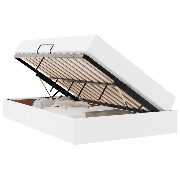 vidaXL Seng med opbevaring og madras med madras 2 pcs Hvid L&aelig;der