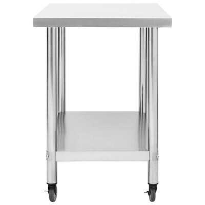 vidaXL arbejdsbord med hjul til køkken 80x60x85 cm rustfrit stål