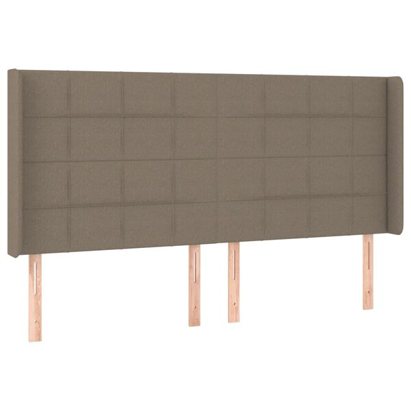 vidaXL sengegavl med LED-lys 183x16x118/128 cm stof gr&aring;brun