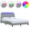 vidaXL Sengeramme med LED uden madras 120x200 cm stof lysegr&aring;