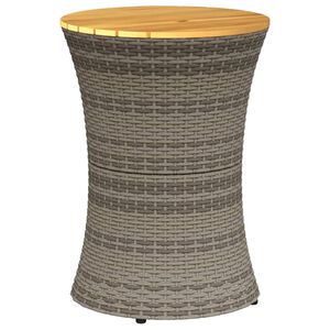 vidaXL sidebord trommeformet polyrattan og massivt tr&aelig; gr&aring;