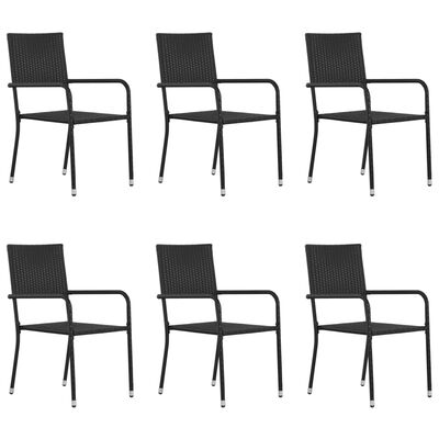 vidaXL udendørs spisebordsstole 6 stk. polyrattan sort
