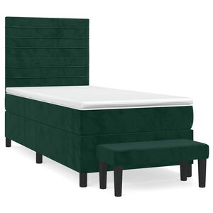 vidaXL kontinentalseng med madras 80x200 cm fl&oslash;jl m&oslash;rkegr&oslash;n