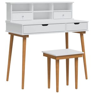 vidaXL Makeupbord S&aelig;t FAUSKE 3 stk. Hvid 100 x 50 x 103,5 cm
