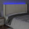 vidaXL sengegavl med LED-lys 183x16x118/128 cm kunstl&aelig;der cremefarvet