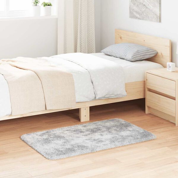 vidaXL shaggy gulvtæppe NAVARRA 60x100 cm høje luv polyester sølvgrå