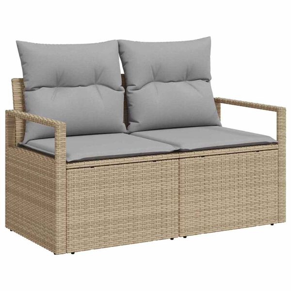 vidaXL Sofa S&aelig;t med pude 5 pcs Beige polyrattan