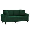vidaXL 2-personers sofa med puder og hynder 140 cm velour m&oslash;rkegr&oslash;n