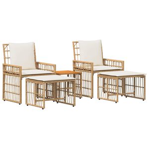 vidaXL Have m&oslash;bel s&aelig;t 5 stk. Naturlig og Creme Hvid St&aring;l og Polyrattan