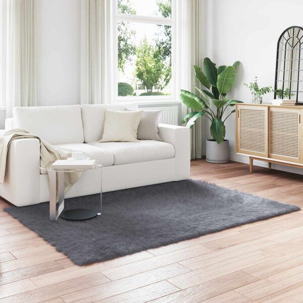 vidaXL Kunstpels F&aring;rskind T&aelig;ppe Tafalla Antracit 140 x 200 cm