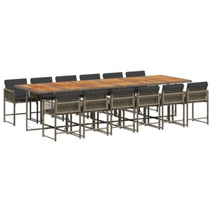 vidaXL spisebordss&aelig;t til haven 13 dele med hynder polyrattan gr&aring;