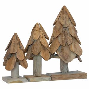 vidaXL Juletr&aelig; 3 stk. Brun 40 cm Massivt teaktr&aelig;