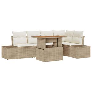 vidaXL Havesofa S&aelig;t med opbevaring 6 pcs Beige Poly rattan