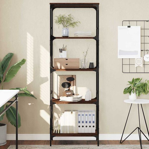 vidaXL bogreol med 5 hylder 59x35x171 cm konstrueret tr&aelig; brunt eg