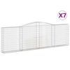 vidaXL buede gabionkurve 7 stk. 400x30x120/140 cm galvaniseret jern