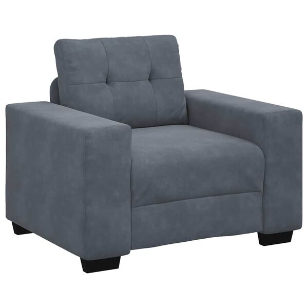 vidaXL Sofa S&aelig;t 3 pcs M&oslash;rkegr&aring; 221 x 80 x 80 cm Fl&oslash;jl