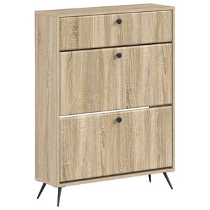 vidaXL Sko skab BREDA 78 x 24 x 103 cm Konstrueret tr&aelig; Sonoma-eg