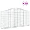 vidaXL buede gabionkurve 40 stk. 200x30x100/120 cm galvaniseret jern
