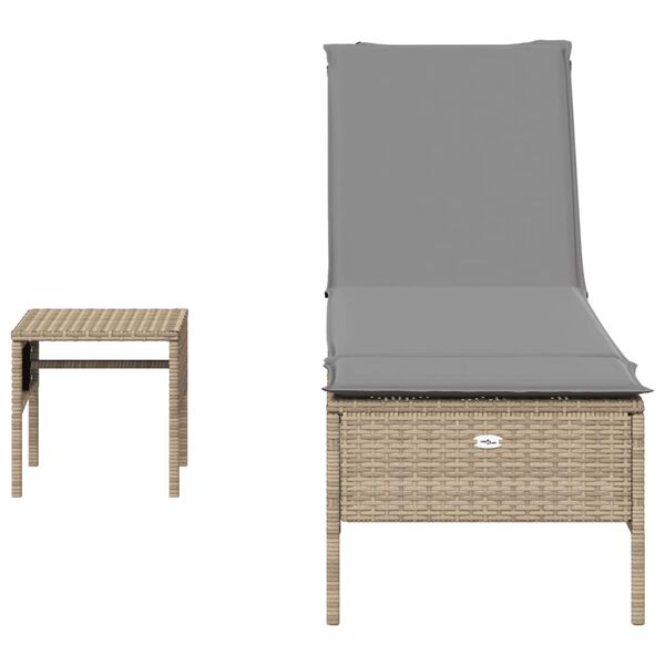 vidaXL loungesofa med bord og hynde polyrattan beige